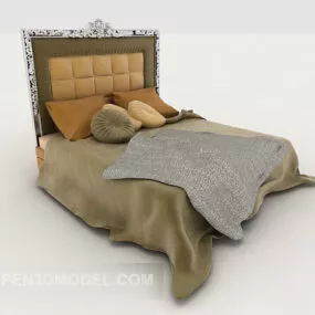 European Home Green Double Bed 3d model