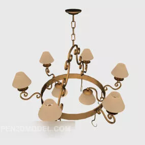 European Home Living Room Chandelier 3d model