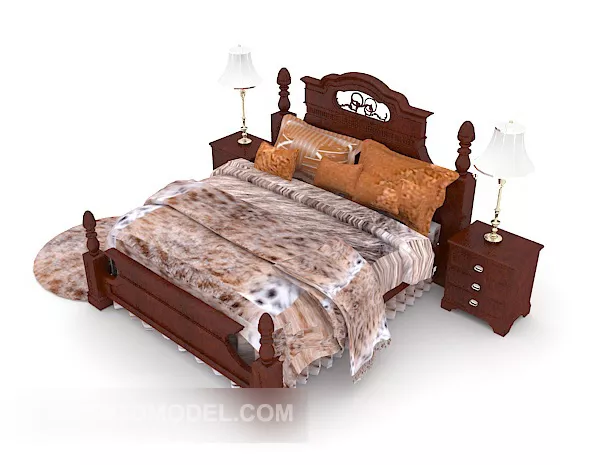 European Home Luxury Double Bed 3d model European Home Luxury Double Bed 3d model