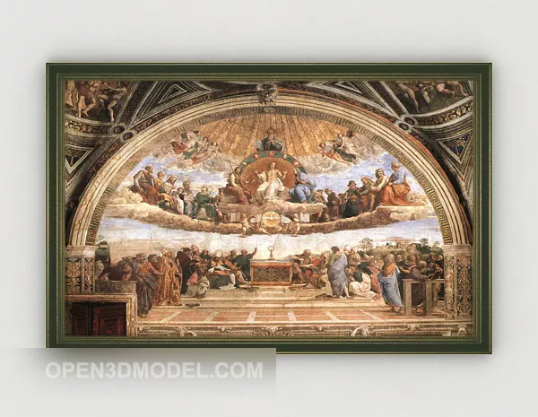 Easel With Oil Painting 3d model