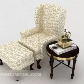 European Home Pattern Single Sofa 3d model