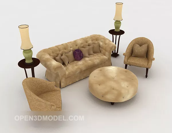 European Home Pattern Sofa 3d model European Home Pattern Sofa 3d model