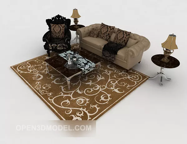 European Home Retro Sofa Sets 3d model European Home Retro Sofa Sets 3d model