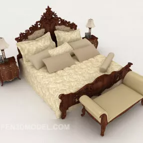 European Home Retro Double Bed 3d model