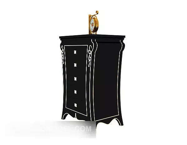 European Home Side Cabinet Dark Wood 3d model European Home Side Cabinet Dark Wood 3d model