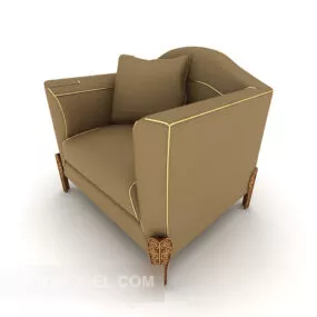 European Home Simple Brown Single Sofa 3d model