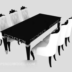 European Home Table Chair Set 3d model