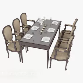 European Home Table Table Chair 3d model