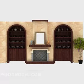 European Home Wine Cabinet 3d model