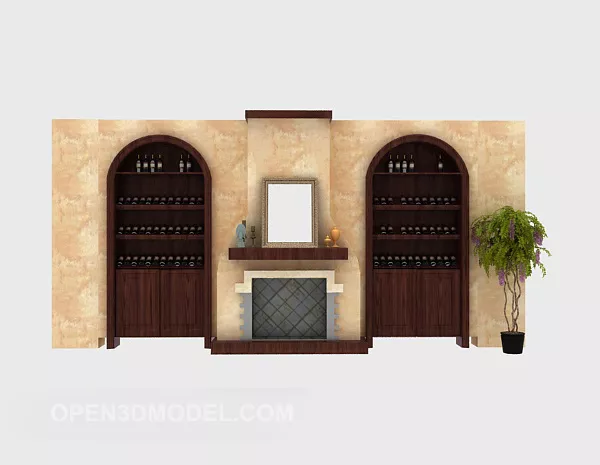 Red Wine With Holder 3d model