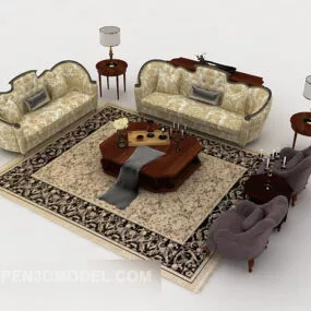 European Home Yellow Combination Sofa 3d model