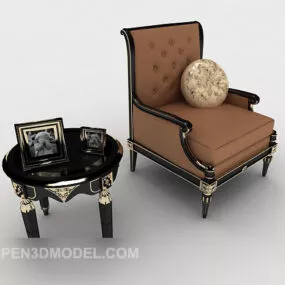 European Lace Single Sofa 3d model