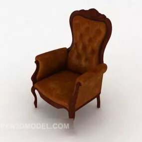 European Leather Brown Single Sofa 3d model