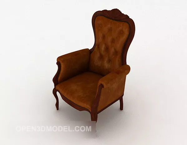 European Leather Brown Single Sofa 3d model European Leather Brown Single Sofa 3d model