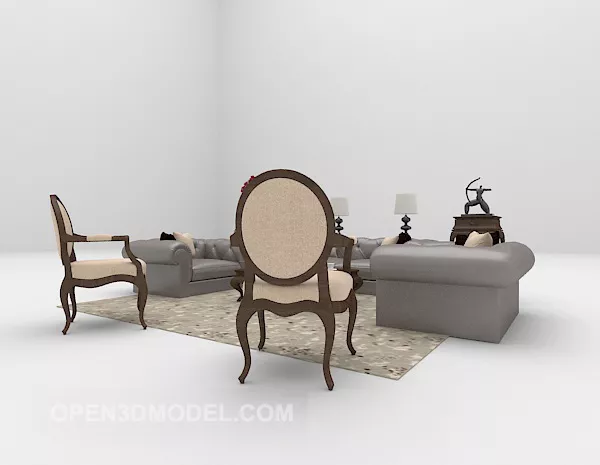 European Retro Leather Sofa Chair 3d model European Retro Leather Sofa Chair 3d model