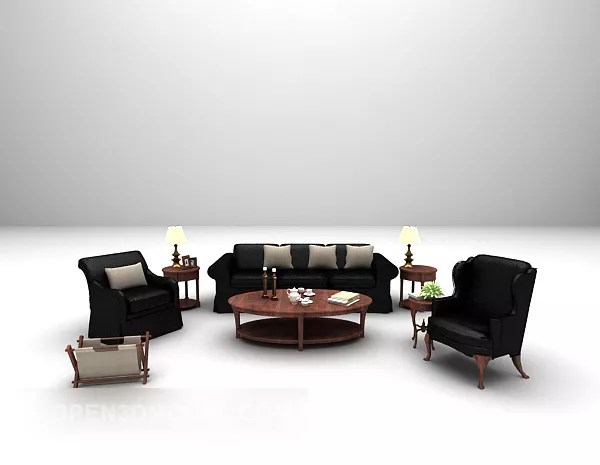 European Leather Sofa Large Full Sets 3d model European Leather Sofa Large Full Sets 3d model