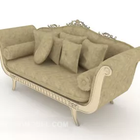 European Light Brown Double Sofa 3d model