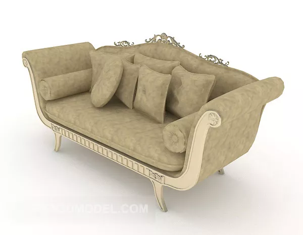 European Light Brown Double Sofa 3d model European Light Brown Double Sofa 3d model
