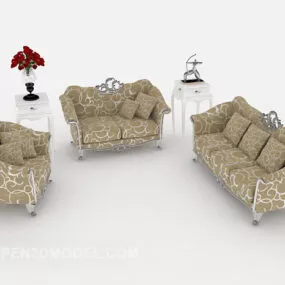 European Light Brown Home Sofa 3d model