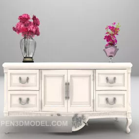 European Home Light-colored Tv Cabinet 3d model