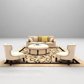 European Light Sofa Combination Furniture 3d model