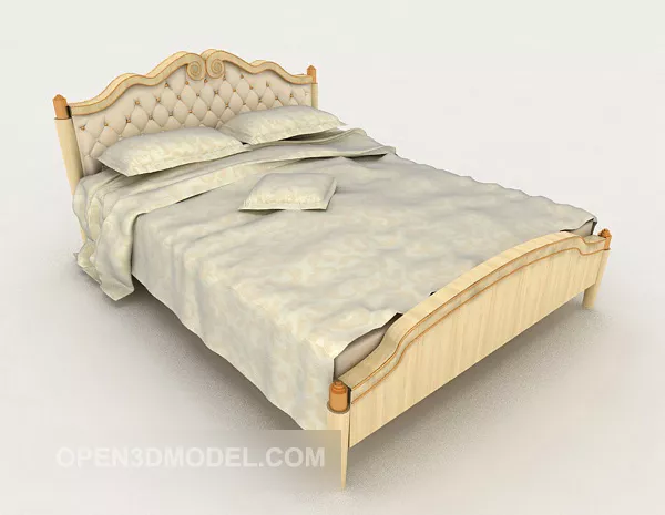 European Light Yellow Double Bed 3d model European Light Yellow Double Bed 3d model