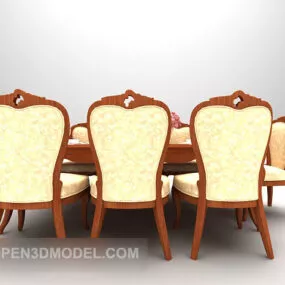European Long-shaped Dining Table 3d model