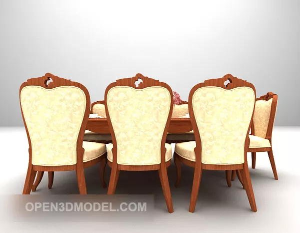 European Long-shaped Dining Table 3d model European Long-shaped Dining Table 3d model