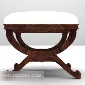 European Low Stool Wooden 3d model