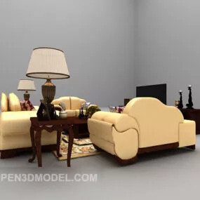 European Luxury Sofa Large Full Sets 3d model