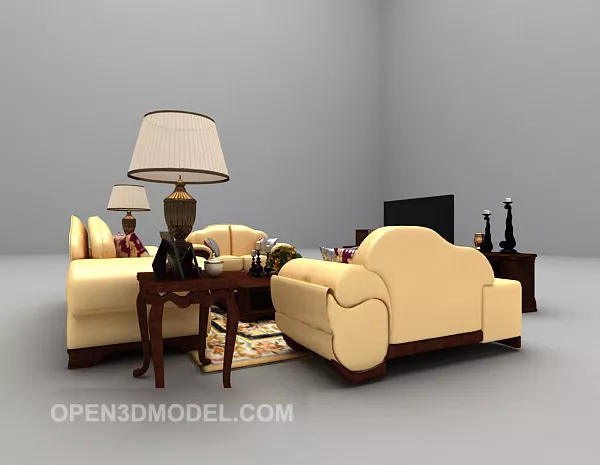 European Luxury Sofa Large Full Sets 3d model European Luxury Sofa Large Full Sets 3d model