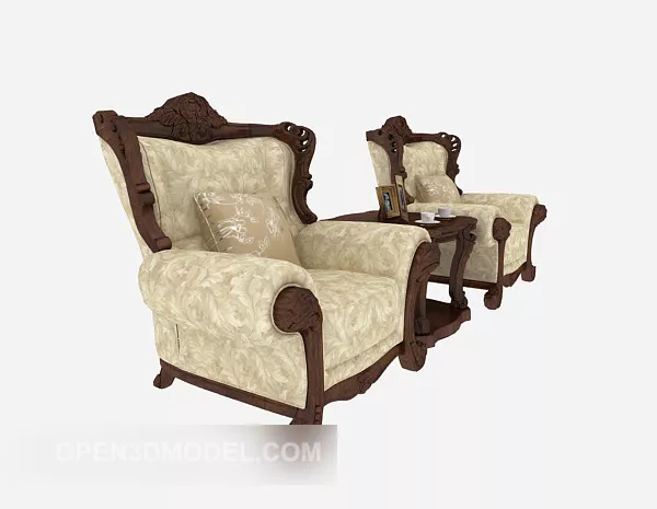 European Luxury Solid Wood Single Sofa 3d model European Luxury Solid Wood Single Sofa 3d model