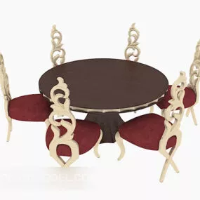 European Luxury Vintage Table Chair 3d model