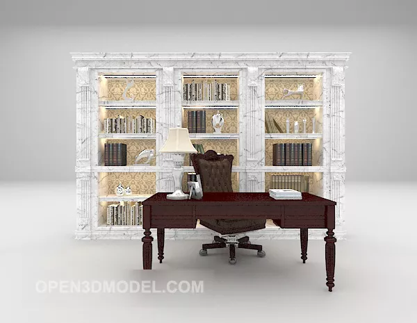 Bookcase Cabinet With Shelf Inside 3d model