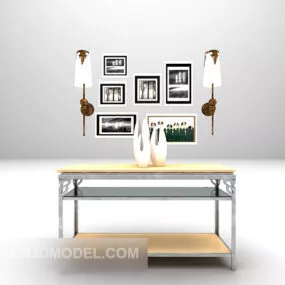 European Metal Cabinet With Picture On Wall 3d model