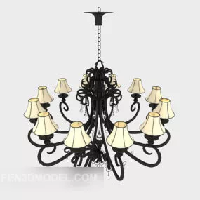 European Minimalist Atmospheric Chandelier 3d model