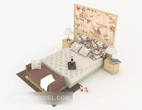 European Minimalist Bed 3d model European Minimalist Bed 3d model