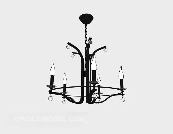 European Minimalist Black Chandelier 3d model European Minimalist Black Chandelier 3d model