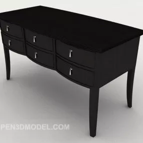 European Minimalist Black Desk 3d model