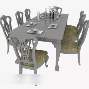 European Minimalist Dining Table 3d model