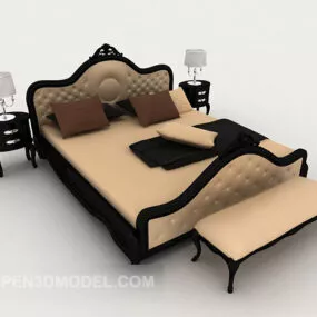 European Minimalist Double Bed 3d model