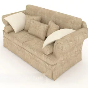 European Minimalist Home Brown Double Sofa 3d model