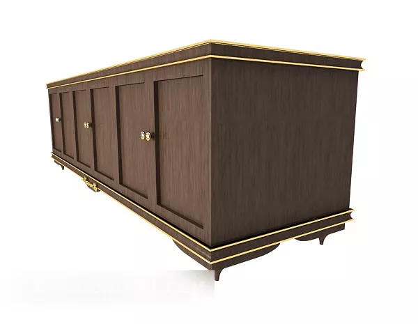 Wooden Walnut Locker With Drawer 3d model