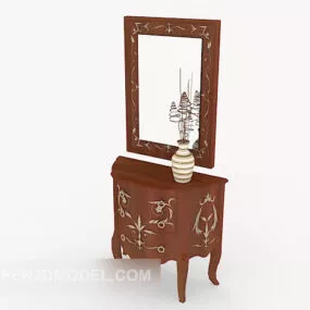 European Wooden Entrance Hall Cabinet 3d model