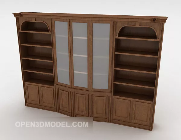Office Walnut Bookcase 3d model