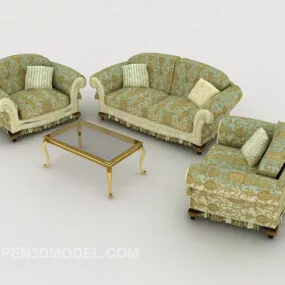 European Pattern Combination Sofa 3d model