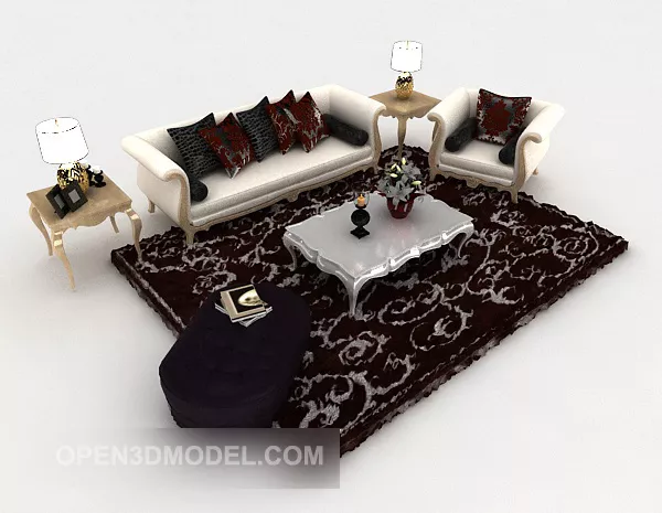 European Pattern Home Sofa 3d model European Pattern Home Sofa 3d model