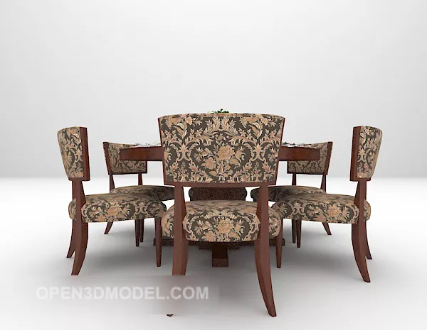 European Vintage Pattern Table And Chair 3d model European Vintage Pattern Table And Chair 3d model