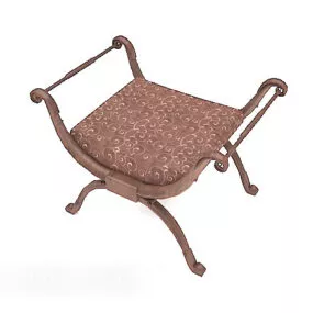European Patternsolid Wood Stool 3d model