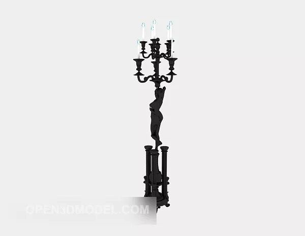 European Black Candlestick Lamp 3d model European Black Candlestick Lamp 3d model